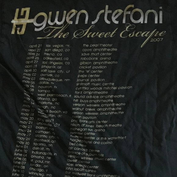 Gwen Stefani Sweet Escape Tour 2007 T-Shirt - Picture 3 of 4